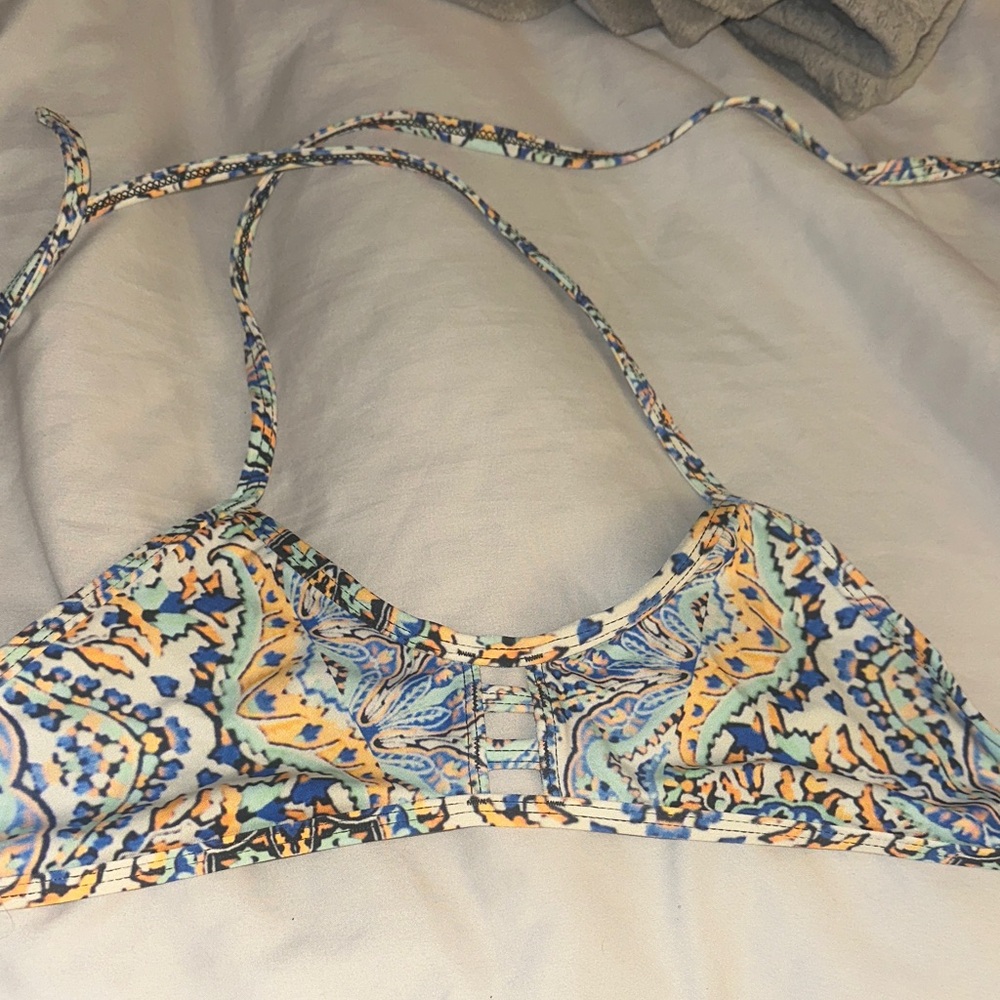Jolyn Clothing Blue and Orange Bikini Top